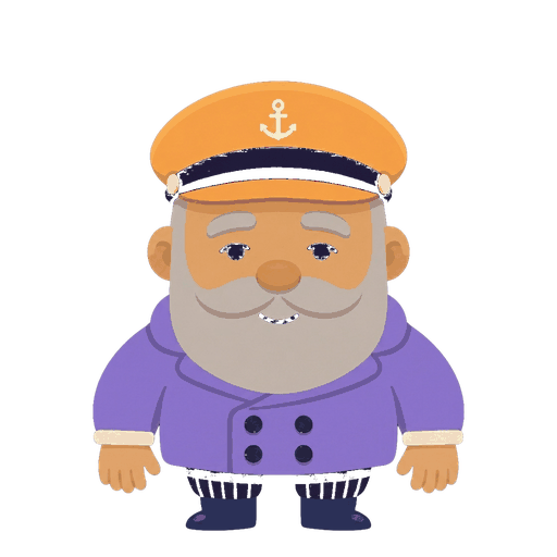 The Captain, the app's mascot: a calm figure in a captain's cap.